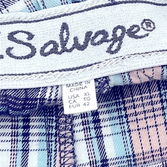 NWT PJ Salvage XL 100% Cotton Blue Pink Plaid Boxer Short Pajama - Picture 7 of 11